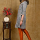 Exclusive Grey Handloom Cotton Tunic with Multicolor Embroidery