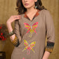 Exclusive Cotton Ikt Combination Tunic with Beautiful Butterfly Hand Painting
