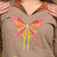 Exclusive Cotton Ikt Combination Tunic with Beautiful Butterfly Hand Painting
