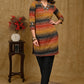 Classy Multicolor Cotton Ikat with Handmade Kutch Mirror Work on Neckline and Sleeves