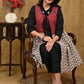 Classy Cotton Off-white Maroon Jacket Style Tunic with Black Inner