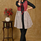 Classy Cotton Off-white Maroon Jacket Style Tunic with Black Inner