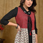 Classy Cotton Off-white Maroon Jacket Style Tunic with Black Inner