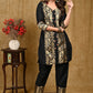 Party Wear Black Cotton Silk And Brocade Combination Tunic
