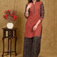 Stylish Zigzag Ajrakh Straight Cut Tunic with Printed Ajrakh Sleeves