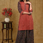 Stylish Zigzag Ajrakh Straight Cut Tunic with Printed Ajrakh Sleeves