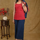 Elegant Blue Cotton Jacket with Ajrakh Collar and Plain Inner