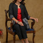 Black Cotton Silk Handpainted Jacket with Classy White Hand painting And Red Inner.