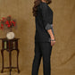 Black Cotton Silk Handpainted Jacket with Classy White Hand painting And Red Inner.