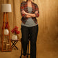 Grey Border Ikat Jacket with Grey Inner