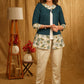 Elegant Teal Floral Printed Shrug with Inner