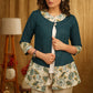 Elegant Teal Floral Printed Shrug