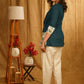 Elegant Teal Floral Printed Shrug with Inner