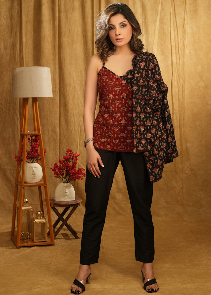 Trendy Black Cotton Ajrakh Shrug