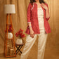 Red Checks Jacket with Delicate Embroidery & off-White Inner