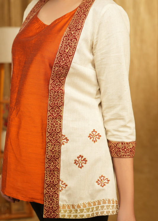 Cream Jacket With Delicate Embroidered Detailing