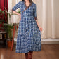 A line Cotton Indigo Kurta with Beautifully Combined Ajrakh