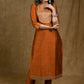 Classy Rust Cotton Silk Kurta Pant Set with Unique Gold Zari Work and Heavy Chanderi Dupatta - 3 Piece