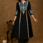 Exclusive Black Cotton Silk Kurta & Pant Set with Embroidered Panel Yoke & Sleeves