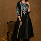 Exclusive Black Cotton Silk Kurta & Pant Set with Embroidered Panel Yoke & Sleeves