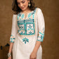 Graceful Off-White Cotton Silk Kurta & Pant Set with Intricately Embroidered Yoke