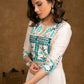 Graceful Off-White Cotton Silk Kurta & Pant Set with Intricately Embroidered Yoke