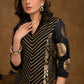 Party Wear Black Brocade Kurta with Intricate Front Embroidery Panel - Pant Optional