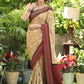 Exclusive mustard printed Cotton saree Accentuated with Ajrakh and Mirror border