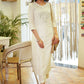 Classy White Cotton Silk Straight Cut Kurta with Embroidered Yoke - Pant Optional