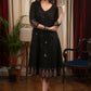 Black all over mirror work dress with Ajrakh border