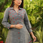 Classy Hand Embroidered Pure Cotton Gray Shirt Tunic