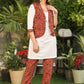 Classy Cotton White Tunic with Maroon Ajrakh Sleeveless Jacket