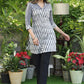 Smart off White Ikat Tunic with Grey Embroidered Yoke.