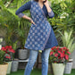 Elegant Navy Blue Cotton and Indigo Cross Over Tunic