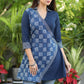 Elegant Navy Blue Cotton and Indigo Cross Over Tunic