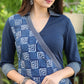 Elegant Navy Blue Cotton and Indigo Cross Over Tunic