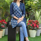 Elegant Navy Blue Cotton and Indigo Cross Over Tunic