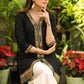 Smart Black Cotton Silk Tunic with Gold Zari Work