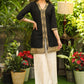 Smart Black Cotton Silk Tunic with Gold Zari Work