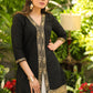 Smart Black Cotton Silk Tunic with Gold Zari Work
