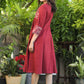Beautiful Cotton Maroon A-Line Dress with Kantha Work Yoke and Pocket
