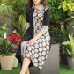 Classy Black A-Line Half and Half Ajrakh Cotton Dress