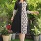 Classy Black A-Line Half and Half Ajrakh Cotton Dress