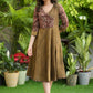 Exclusive Yellow Cotton and Kalamkari Combination Dress with Hand Embroidered Pearls