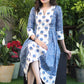 Beautiful Viscos Printed and off-White Printed Cotton Combination A-Line Dress