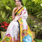Versatile Cream Momchitra Batik Pure Silk Pichwai Design Saree