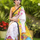 Versatile Cream Momchitra Batik Pure Silk Pichwai Design Saree