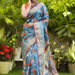 Exclusive Pure Tusser Silk Saree With hand painted Kalamkari design