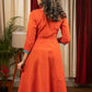 Orange cotton dress with exclusive Gond tribal painting on hem
