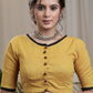 Mustard Yellow  Cotton Handloom Blouse with wooden Button .Lining Given